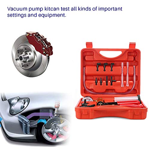Beduan 16pcs Brake Bleeder Kit Hand Held Vacuum Pump Tester with Adapters for Automotive - color: Red