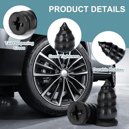 60PCS Tire Repair Rubber Nails Kit, Screw in Tire Plugs for Tubeless Tires, Fast Emergency Flat Tire Repair Tool, Easy DIY Tire Puncture Fix for Car Motorcycle Truck SUV Bike