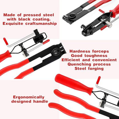 22 PCS Universal CV Joint Boot Clamp Pliers Kit, CV Boot Band Pliers with 20PCS Crimp Bands, Band Clamps Ear Type Extension for Most Cars