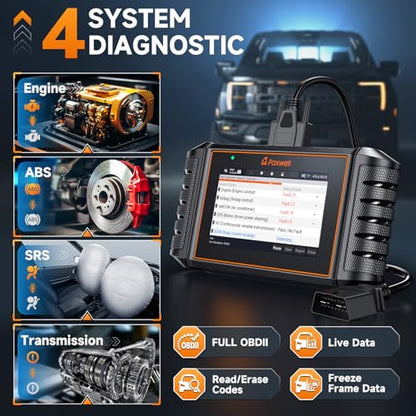 FOXWELL NT716 Code Reader, 4-System Diagnostic Scanner for Home Mechanics | ABS SRS Transmission Engine, 9 Reset, Active Test, ABS Bleeding, AutoVIN, Live Data, Lifetime Free Updates, Orange