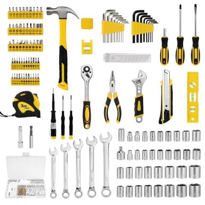 248-Piece Tool Set - General Household Hand Tool Kit with Plastic Toolbox Storage Case for Men, Home Repair, DIY Projects - color: Yellow