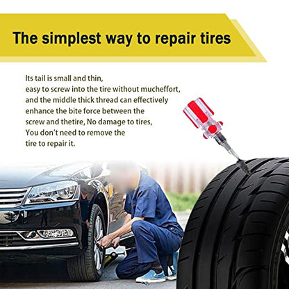 60PCS Tire Repair Rubber Nail, Vacuum Tire Repair Kits Spiral Rubber Nails, Tire Screw Plug Fast Tool Self Service Tire Repair Nail for car, Motorcycle, Truck, Tractor Tire Puncture Repair - color: 60Pcs