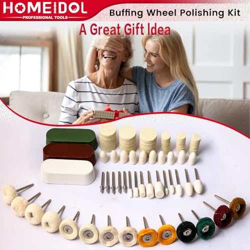 72 PCS Buffing Wheel Polishing Kit Compatible with Dremel, with Polish Compound, Rotary Tool Accessories with 1/8" Shank, Abrasive Wheel Buffing Polishing Wire Brushes Wool Felt Cotton Mounted - style: Style 2