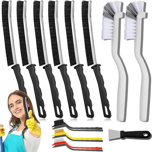 Crevice Cleaning Brush Set (12 Pack) – Hard Bristle Gap Cleaning Tool for Window Tracks, Grout & Bathroom Corners – Thin Deep Cleaning Brush for Kitchen Sink, Sliding Door Tracks & Tight Spaces