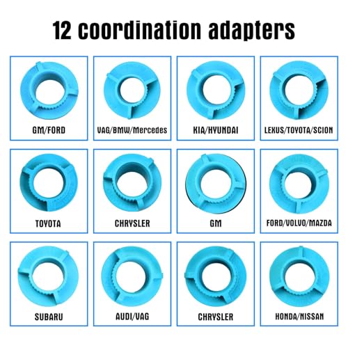 15 Pcs Oil Funnel Kit, 1.5-Quart No-Spill Funnel with 14 Blue Adapters for Multiple Vehicle Models；Easy Fill, One-Handed Operation