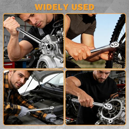 DEKOPRO Torque Wrench 3/8 Inch Drive Click, 5-50 Ft-Lb/6.8-67.8 Nm Torque Wrench, ±3% High Precision, 72 Tooth Torque Wrenches with Dual-Direction Adjustable for Bike Motorcycle and Car Repair - size: 3/8 Inch (5-50 ft.-lb.)