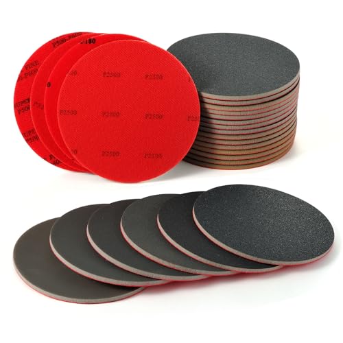 MAXMAN 12pcs Foam Sanding Pads, 6 Inch Sanding Sponge Set, 180-3000 Grit Bowling Sanding Pads, Reusable Wet Dry Sandpaper Block for Random Orbital Sander, Wood, Metal, Auto Polishing & Curved Surfaces - size: 6 inch, style: 180-3000 Grit