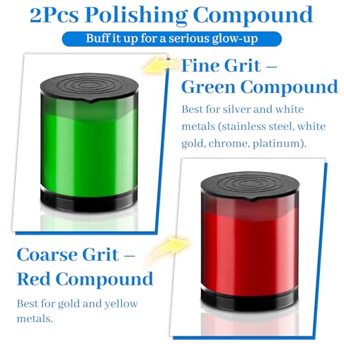 116 PCS Polishing Kit with 2 Polishing Compounds, Buffing Wheel Set for Dremel Rotary Tools, 1/8" Shank Accessories for Metal, Wood, Jewelry, Glass