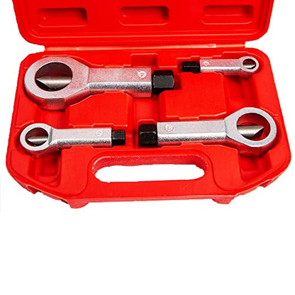 4PC Heavy Duty Metal Nut Splitter Kit | 1500ft-lbs Torque for Seized Rust Nuts | Auto Undercarriage & Marine Rigging | Hand-Safe Bolt Buster w/Triple Anti-Slip Jaws 9-12mm, 12-16mm, 16-22mm, 22-27mm
