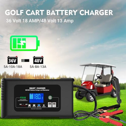 18 AMP 36 Volt Golf Cart Battery Charger for EZGO TXT with D Style Plug,Lithium, LiFePO4, Lead-Acid AGM/Gel/deep Cycle Trickle Charger,Maintainer