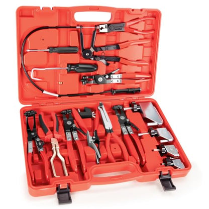 BETOOLL Hose Clamp Pliers 16PCS, Hose Clamp Removal Tool Kit with Long Reach & Flexible Wire Tools for Radiator, Heater, Coolant & Water Hoses - color: Red