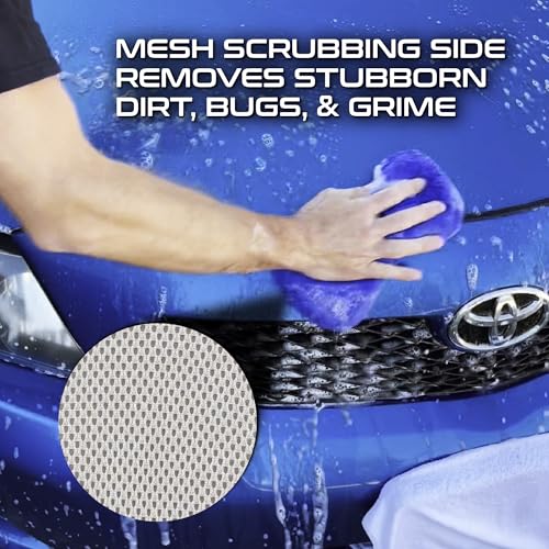 Formula 1 Super Car Wash Sponge, Two-Sided Microfiber with Mesh Scrubber | Scratch-Free Cleaning, Excellent Suds Retention, Ergonomic Grip, Durable & Long-Lasting Design - color: Super Car Wash Sponge