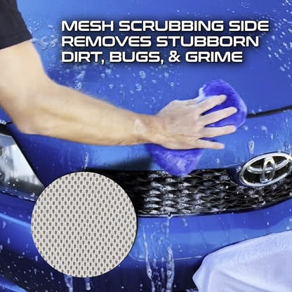 Formula 1 Super Car Wash Sponge, Two-Sided Microfiber with Mesh Scrubber | Scratch-Free Cleaning, Excellent Suds Retention, Ergonomic Grip, Durable & Long-Lasting Design - color: Super Car Wash Sponge