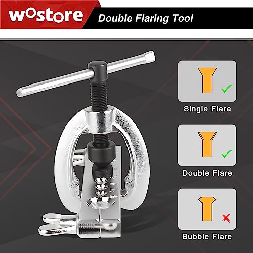 Wostore Double Flaring Tool Kit, Tube Bender 1/4-3/8" & Spring 1/2-5/8" | Double flare kit with tube bender (1/4", 5/16", 3/8") & spring bender (1/2", 5/8"). For copper, brake line, plumbing & HVAC. - size: Flaring Tool Kit with Tube Bender