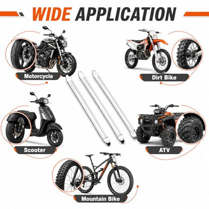 3Pcs Heavy Duty Tire Levers, 9.84" Long Motorcycle & Bike Tire Spoon Replacement Tool Set - Galvanized Steel Rim Protector Irons for Dirt Bike, Scooter, ATV, Mountain Bike Repair