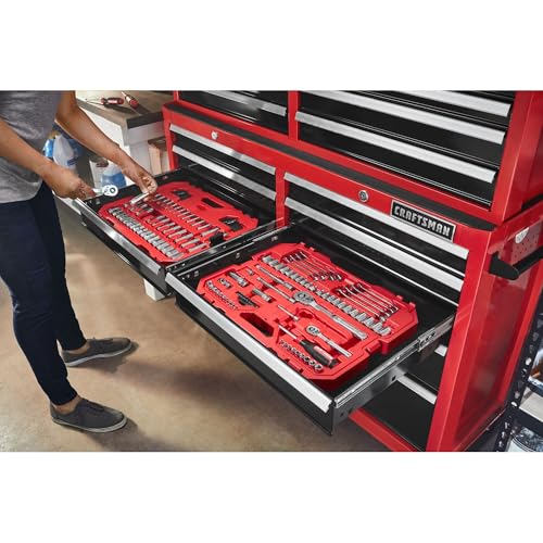 CRAFTSMAN Mechanic Tool Set 135 Pcs, 1/4, 1/2 and 3/8 Inch Drive SAE and Metric Socket Wrench Set with Case (CMMT12124)