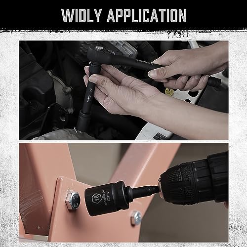 HORUSDY 1/2" Drive Shallow Impact Socket Set, 24-Piece SAE (7/16"-1") and Metric (13-24mm), 6 Point, Cr-V, Includes 1/2-Inch Drive Ratchet Handle, Drive Extension Bar - style: 24PC 1/2" Standard Kit