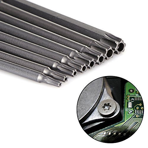 Yakamoz 8pcs 100mm Length 1/4 Inch Hex Shank Magnetic Torx Security Electric Screwdriver Bits Set - color: 8pcs/ 100mm