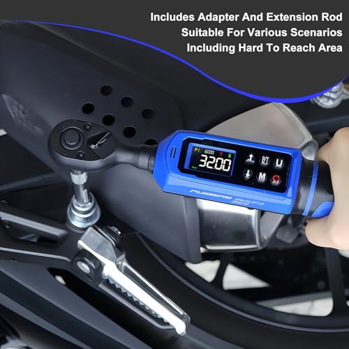Digital Torque Wrench 3/8 Inch Drive 0.66-44.3 FT.LB (0.9-60Nm),Electronic Inch Pound Torque Wrench ±1% Accuracy 5Units,with Extension Bar 1/4" Adapter for Car,Motorcycle,Bicycle ﻿Buzzer Alarm - size: 3/8" 0.66-44.3 FT.LB