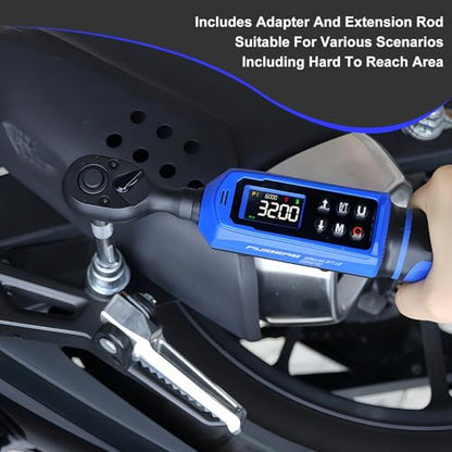 Digital Torque Wrench 3/8 Inch Drive 0.66-44.3 FT.LB (0.9-60Nm),Electronic Inch Pound Torque Wrench ±1% Accuracy 5Units,with Extension Bar 1/4" Adapter for Car,Motorcycle,Bicycle ﻿Buzzer Alarm - size: 3/8" 0.66-44.3 FT.LB