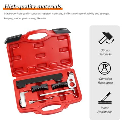 Camshaft Timing Tool Kit for 16V 1.4 1.6 1.8 EN6340 KM6340 Red | Carbon steel construction, locking and alignment components, belt service support, storage case included, auto repair - color: Red