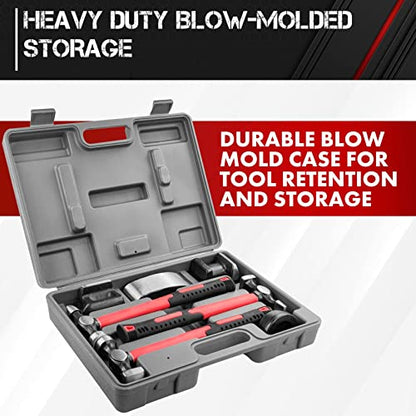 C&T Auto Body Repair Tool Hammer Dolly Set 7 Piece, Car Body Repair Tool Kit with Carrying Case, Carbon Steel Dolly and Hammer Dent Body Fender Tool Set - size: Small