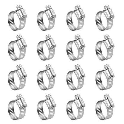 WINL Stainless Steel Hose Clamps - 16 Pack Worm Gear Drive Hose Clamps SAE 12 Clamping Range of 1/2'' to 1-1/4'' (14mm-31mm) for Automotive Plumbing, 1/2 Inch, 3/4 Inch, 1 Inch Clamps - size: SAE#12 (1/2" ~ 1-1/4")