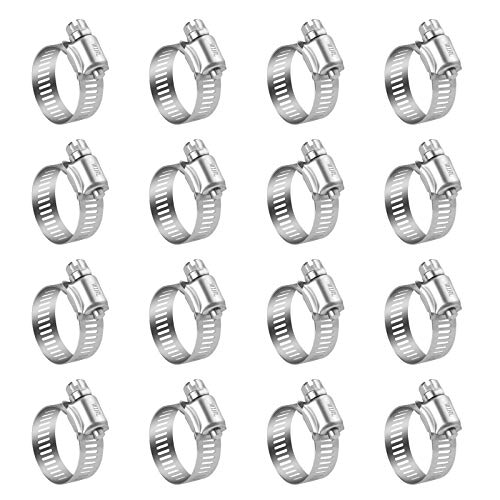 WINL Stainless Steel Hose Clamps - 16 Pack Worm Gear Drive Hose Clamps SAE 12 Clamping Range of 1/2'' to 1-1/4'' (14mm-31mm) for Automotive Plumbing, 1/2 Inch, 3/4 Inch, 1 Inch Clamps - size: SAE#12 (1/2" ~ 1-1/4")