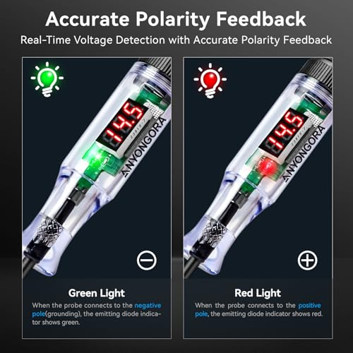 Anyongora Automotive Test Light with 5-90V LED Digital Display,Auto Circuit Tester with Voltmeter & Dual Color Polarity Indicate, Electric Test Pen W/Stainless Probe for Car/Truck/SUV Checker