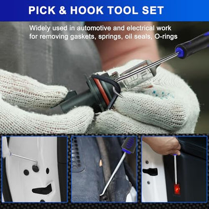13 Pcs Precision Hook and Pick Tool Set with Clip Removal Plier Rivets Puller Fastener Remover Telescoping Magnetic Pickup Gasket Scraper for Electronics Maintenance Pick Tools Automotive Repair Blue - color: blue