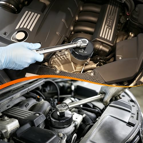 64-65mm Oil Filter Wrench, 14 Flutes, 1/2 Inch Square Drive | Heavy-Duty, Oil Filter Socket Wrench, Flute Oil Filter Removal Tool