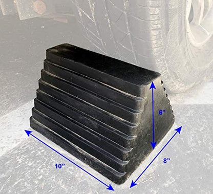 MaxxHaul Rubber Wheel Chock, Large 10" x 8" x 6" Heavy Duty Tire Stop with Non Slip All Weather Grip, Oil Resistant Rubber Block with Steel Eyebolt for Vehicle and Trailer Safety (80681) (Pack of 5) - size: MaxxHaul 80681- 10" x 8" x 6" (Pack of 5)