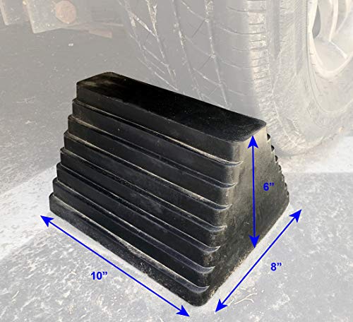 MaxxHaul Rubber Wheel Chock, Large 10" x 8" x 6" Heavy Duty Tire Stop with Non Slip All Weather Grip, Oil Resistant Rubber Block with Steel Eyebolt for Vehicle and Trailer Safety (80681) (Pack of 5) - size: MaxxHaul 80681- 10" x 8" x 6" (Pack of 5)
