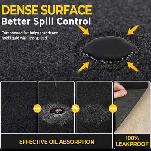Golener Oil Spill Mat - Garage Floor Mat, Absorbent Oil Pad, Premium Maintenance Mat, Waterproof, Contain Liquid, Protect Garage Surface from Spill & Stain, Reusable, Washable, Durable, Black, 29”x36” - size: 2'5" x 3' (Rectangular)