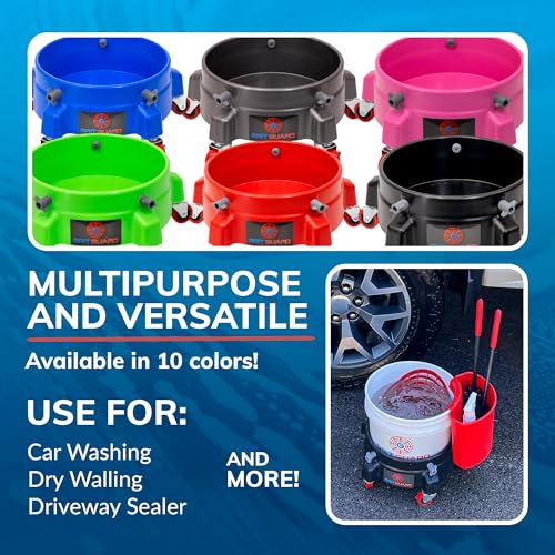 Grit Guard Bucket Dolly with Wheels - Rolling Detailing Wash Bucket with 5 Wheels and 2 Locking Casters Compatible with 2.5, 4, 5 and 6 Gallon Buckets (Red, 3" Grey Casters) - Made in the USA - color: Red, size: 3" Grey Casters