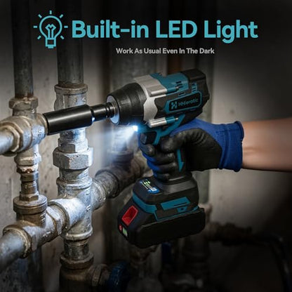 1/2" Cordless Impact Wrench Compatible with Makita 18V Battery,516 Ft-lbs 700N.m Brushless High Torque Impact Gun,Bare Tool with 4PCS Sockets 17/19/20/24mm for Tire Change,Auto Repair