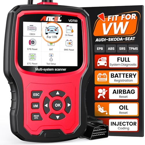 ANCEL VD700 OBD2 Diagnostic Code Reader Scan Tool Fit for Volkswagen Audi VW Skoda Seat, All Functions OBD11 Scanner for VAG Vehicles with Battery Registration EPB Reset (Upgraded VD500) - color: pink