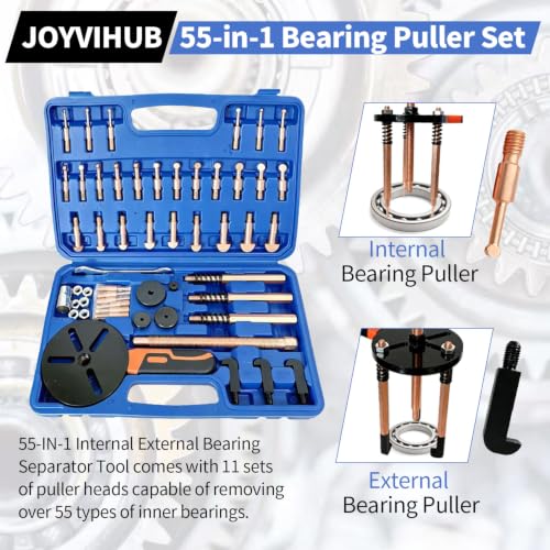 55-in-1 Bearing Puller Set, Heavy-Duty Blind Hole Puller Kit | Wheel Bearing Removal Tool, Internal External Bearing Separator Tool, Upgraded Blind Hole Puller Kit for Automotive