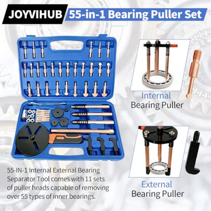 55-in-1 Bearing Puller Set, Heavy-Duty Blind Hole Puller Kit | Wheel Bearing Removal Tool, Internal External Bearing Separator Tool, Upgraded Blind Hole Puller Kit for Automotive