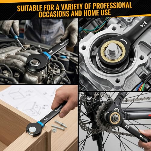 GRENPRO Ratchet Wrenches Set, 23-Piece Ratcheting Wrench Organizer With Color Ring For Mechanics Tool Box Set, Metric And Standard & SAE, 6-18MM & 1/4"-3/4" Long Large Open End Combination Wrench Sets - style: Ratcheting Wrench Set with Color Ring (Metric