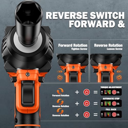 DECERK 400Nm Compact Impact Wrench - Precision Torque for DIY, Bicycle Repair & Furniture Assembly [4000mAh Dual Batteries] [1/2 Inch Driver] [21V MAX] Brushless, Cordless, Electric, Power, Gun - size: 400 N.m with Two Batteries