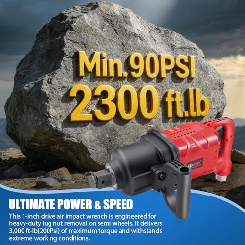 1 Inch Air Impact Wrench, Up to 3000ft-lbs Torque, 5000RPM 1'' Impact Gun | 13.7 lbs Lightweight Pneumatic Impact Wrench with 2 D Handles, 1/2'' Air Inlet for Heavy Duty Repairs - size: 1 Inch | 3000 ft-lbs