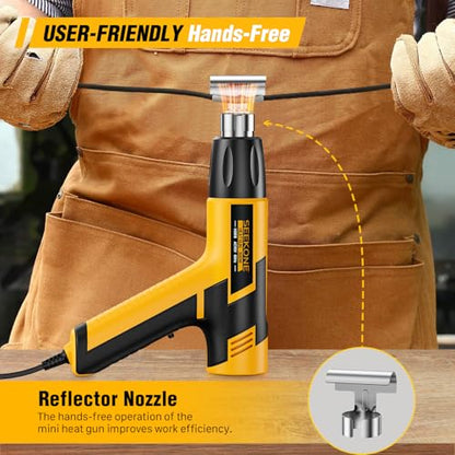 SEEKONE Mini Heat Gun, 600W Dual Temperature Hot Air Gun Tool 572℉&932℉, With 4.9Ft Long Cable and Overheat Protection for Crafts, Embossing, Paint Stripping, Shrink Wrap, and Heat Shrink Tube