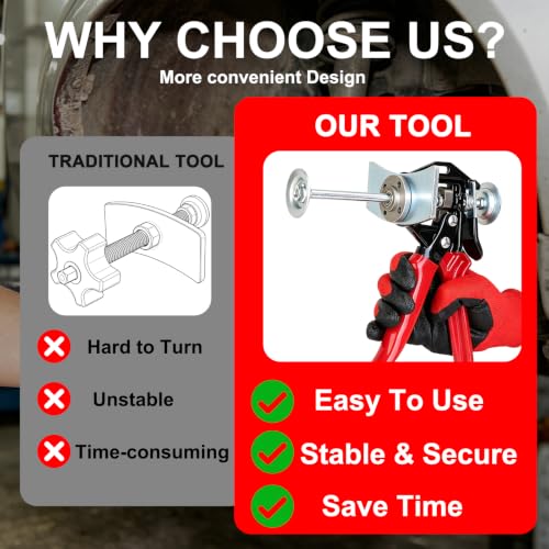 Quick Brake Caliper Compression Tool for Single Piston Disc Brake Calipers | Heavy Duty Brake Piston Compressor for Brake Pad Replacement on Most Cars, SUVs & Light Trucks