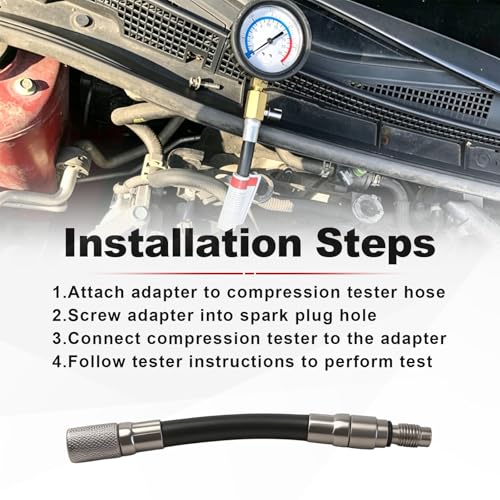 5608 12mm Compression Tester Adapter Compatible with Ford 4.6L, 5.4L, 6.8L 2008 and Newer 3-Valve Engines with 12mm Spark Plugs
