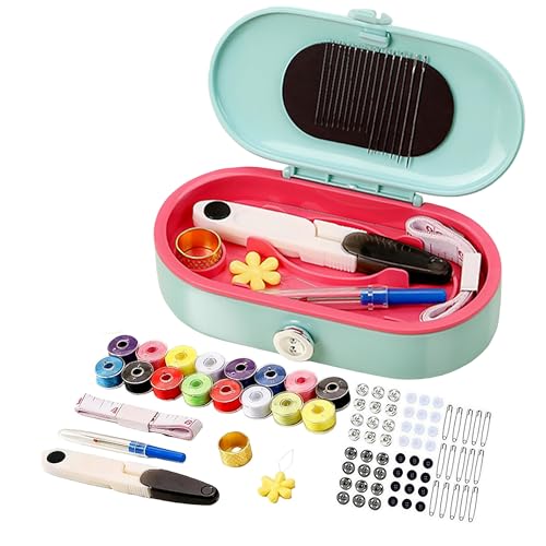 FKOG Sewing Project Kit, 135 Pcs Family Sewing Supplies Repair Kit Traveler Sewing Kit Sewing Thread Accessories DIY Sewing Supplies Organizer (Light Blue) - style: Light Blue