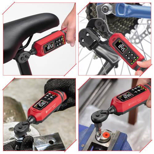 SUERCUP 1/4" Digital Torque Wrench, 0.33-22.1Ft.Lb/0.45-30N.m, for Bicycle | ±1% Accuracy Electronic Torque Wrench with Vibration/Buzzer/LED Flash, 9 Presets & 5 Units, for Carbon Bike & Moto Assembly - size: 1/4" 0.33-22.1Ft.Lb/0.45-30N.m