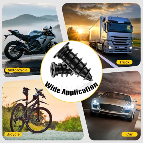 97PCS Tire Repair Rubber Nail Kit, 2 Sizes Spiral Screw-in Tire Plugs, Tire Screw Plugs with Screwdriver, Pliers, Gloves, Fast Self-Service Tool for Car, Truck,Motorcycle,Tractor Tire Puncture Repair - size: 97PCS