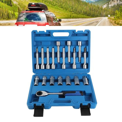 18pcs Shock Absorber Strut Nut Removal Socket Kit, Professional Universal Car Repair Tool, CR - V Steel Strut Disassembly Set with PVC Grip, for Sedan SUV Truck Suspension Maintena