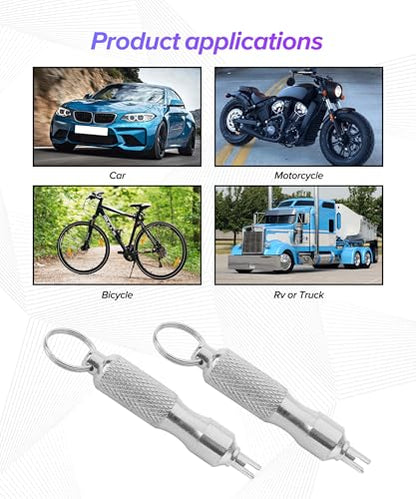 2PCS Valve Stem Removal Tool,Car Accessories Valve Core Removal Tool,Motorcycle Keychain,Automotive Tire Repair Tools,Suitable for Standard Valves Cores of Cars,Motorcycles,Trucks,Bicycles